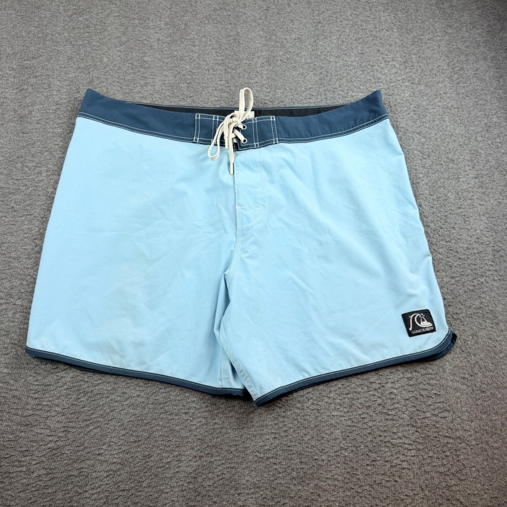 Quiksilver Boardshorts Men's 40 Blue Two Tone Lace Up Stretch Surf Swim Trunks